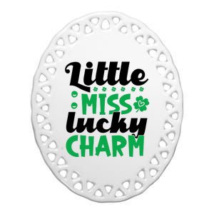 Little Miss Lucky Charm St Patrick's Day Ceramic Oval Ornament