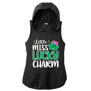 Little Miss Lucky Charm Shamrock St Patricks Day Girls Ladies PosiCharge Tri-Blend Wicking Draft Hoodie Tank