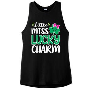 Little Miss Lucky Charm Shamrock St Patricks Day Girls Ladies PosiCharge Tri-Blend Wicking Tank