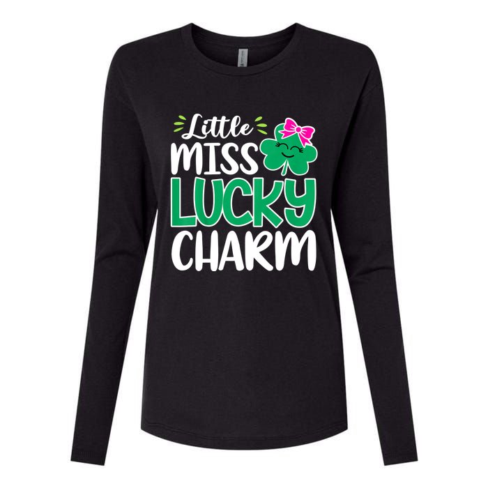 Little Miss Lucky Charm Shamrock St Patricks Day Girls Womens Cotton Relaxed Long Sleeve T-Shirt