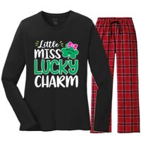 Little Miss Lucky Charm Shamrock St Patricks Day Girls Women's Long Sleeve Flannel Pajama Set 