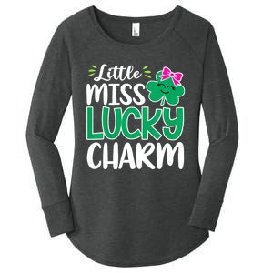 Little Miss Lucky Charm Shamrock St Patricks Day Girls Women's Perfect Tri Tunic Long Sleeve Shirt