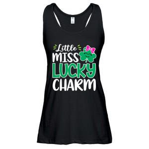 Little Miss Lucky Charm Shamrock St Patricks Day Girls Ladies Essential Flowy Tank