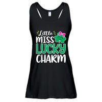 Little Miss Lucky Charm Shamrock St Patricks Day Girls Ladies Essential Flowy Tank