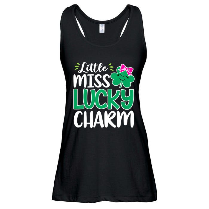 Little Miss Lucky Charm Shamrock St Patricks Day Girls Ladies Essential Flowy Tank