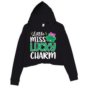 Little Miss Lucky Charm Shamrock St Patricks Day Girls Crop Fleece Hoodie