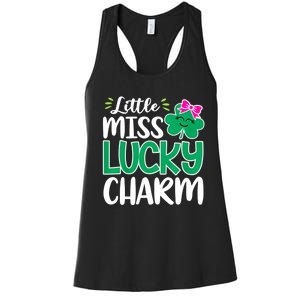 Little Miss Lucky Charm Shamrock St Patricks Day Girls Women's Racerback Tank