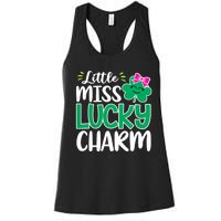 Little Miss Lucky Charm Shamrock St Patricks Day Girls Women's Racerback Tank