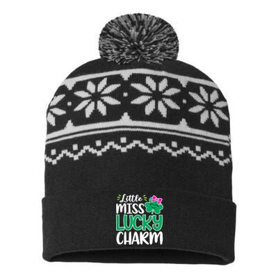 Little Miss Lucky Charm Shamrock St Patricks Day Girls USA-Made Snowflake Beanie