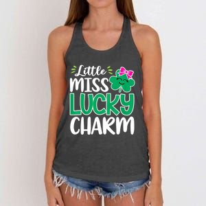 Little Miss Lucky Charm Shamrock St Patricks Day Girls Women's Knotted Racerback Tank