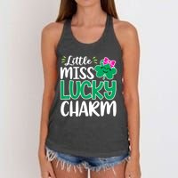 Little Miss Lucky Charm Shamrock St Patricks Day Girls Women's Knotted Racerback Tank