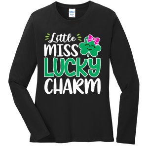 Little Miss Lucky Charm Shamrock St Patricks Day Girls Ladies Long Sleeve Shirt