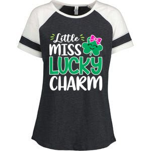 Little Miss Lucky Charm Shamrock St Patricks Day Girls Enza Ladies Jersey Colorblock Tee