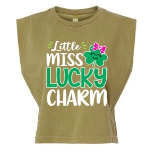 Little Miss Lucky Charm Shamrock St Patricks Day Girls Garment-Dyed Women's Muscle Tee