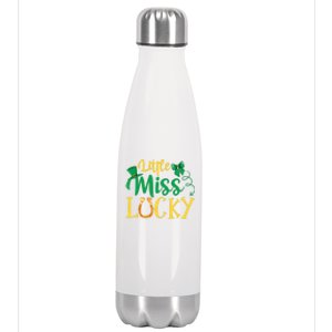 Little Miss Lucky Funny Gift St Patricks Day Cute Gift Stainless Steel Insulated Water Bottle