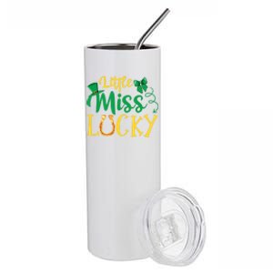 Little Miss Lucky Funny Gift St Patricks Day Cute Gift Stainless Steel Tumbler