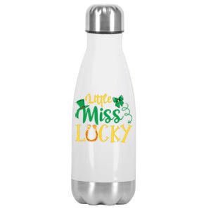 Little Miss Lucky Funny Gift St Patricks Day Cute Gift Stainless Steel Insulated Water Bottle