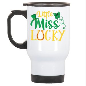 Little Miss Lucky Funny Gift St Patricks Day Cute Gift Stainless Steel Travel Mug