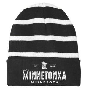 Lake Minnetonka Striped Beanie with Solid Band