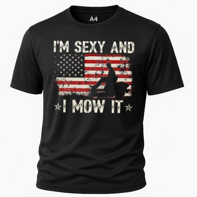 Lawn Mowing Landscaping IM Sexy And I Mow It Flag Performance Shirt