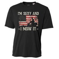 Lawn Mowing Landscaping IM Sexy And I Mow It Flag Cooling Performance Crew T-Shirt