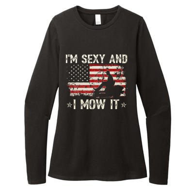 Lawn Mowing Landscaping IM Sexy And I Mow It Flag Womens CVC Long Sleeve Shirt