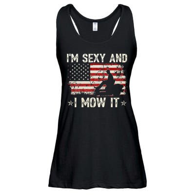 Lawn Mowing Landscaping IM Sexy And I Mow It Flag Ladies Essential Flowy Tank