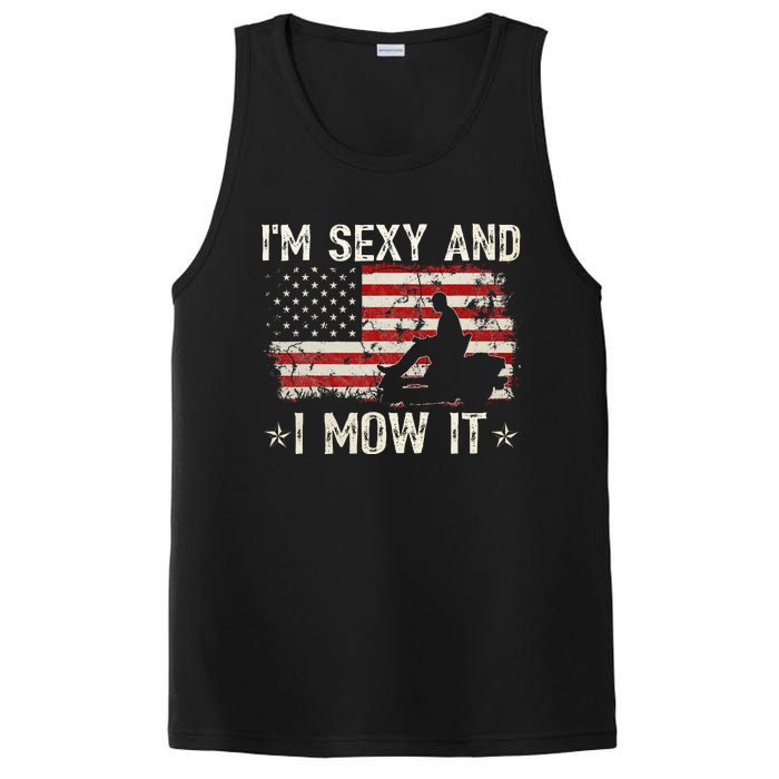 Lawn Mowing Landscaping IM Sexy And I Mow It Flag PosiCharge Competitor Tank