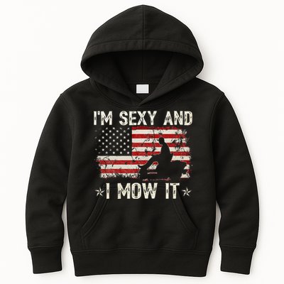 Lawn Mowing Landscaping IM Sexy And I Mow It Flag Kids Hoodie
