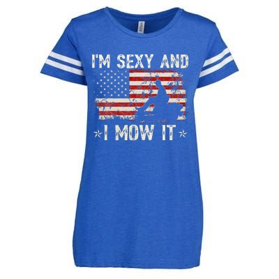 Lawn Mowing Landscaping IM Sexy And I Mow It Flag Enza Ladies Jersey Football T-Shirt