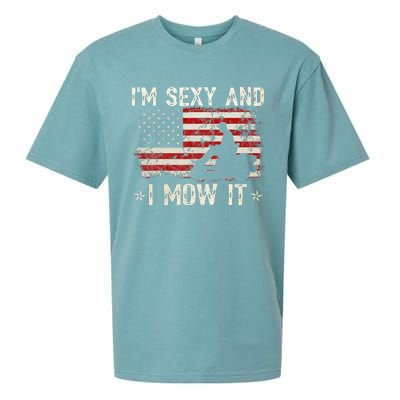 Lawn Mowing Landscaping IM Sexy And I Mow It Flag Sueded Cloud Jersey T-Shirt