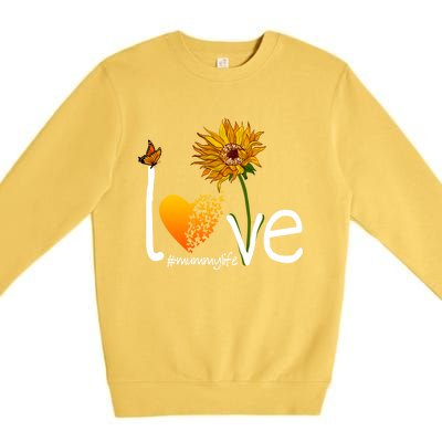 Love Mummy Life Mom Grandma Butterfly Sunflower Graphic Cool Gift Premium Crewneck Sweatshirt