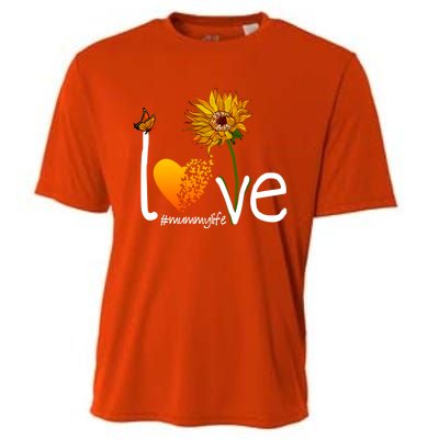 Love Mummy Life Mom Grandma Butterfly Sunflower Graphic Cool Gift Cooling Performance Crew T-Shirt