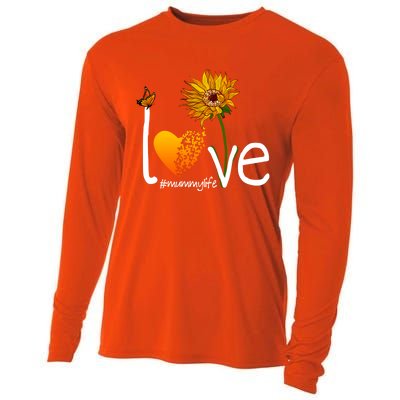 Love Mummy Life Mom Grandma Butterfly Sunflower Graphic Cool Gift Cooling Performance Long Sleeve Crew