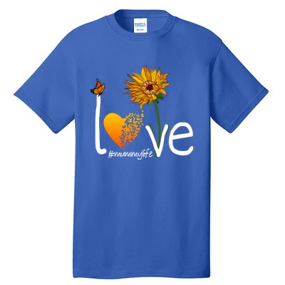 Love Mummy Life Mom Grandma Butterfly Sunflower Graphic Cool Gift Tall T-Shirt