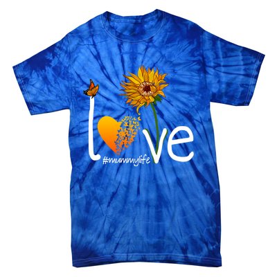 Love Mummy Life Mom Grandma Butterfly Sunflower Graphic Cool Gift Tie-Dye T-Shirt