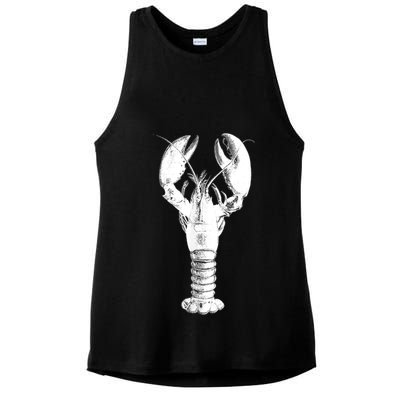 Large Maine Lobster in White Tee Ladies PosiCharge Tri-Blend Wicking Tank