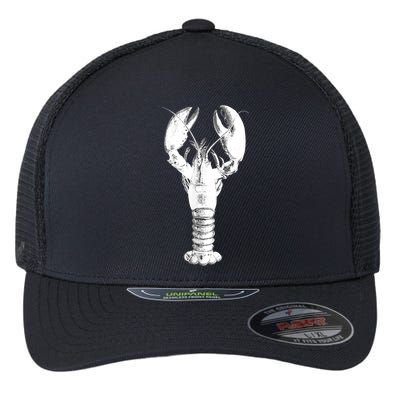 Large Maine Lobster in White Tee Flexfit Unipanel Trucker Cap