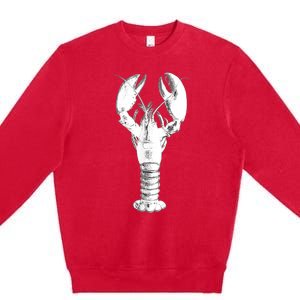 Large Maine Lobster in White Tee Premium Crewneck Sweatshirt