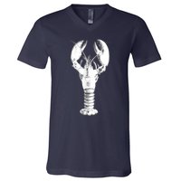 Large Maine Lobster in White Tee V-Neck T-Shirt