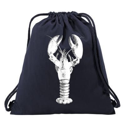 Large Maine Lobster in White Tee Drawstring Bag