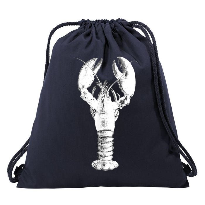 Large Maine Lobster in White Tee Drawstring Bag