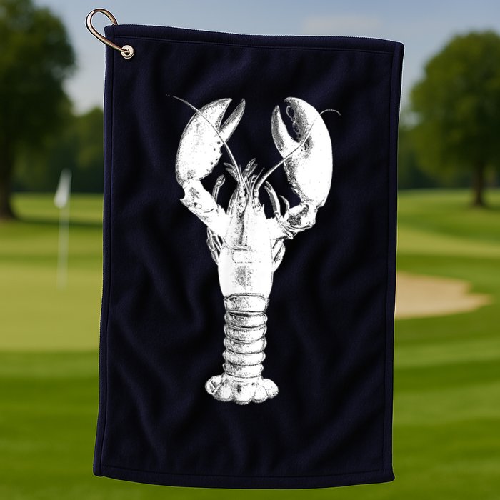 Large Maine Lobster in White Tee Golf Towel