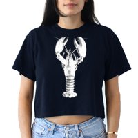 Large Maine Lobster in White Tee Crop Top