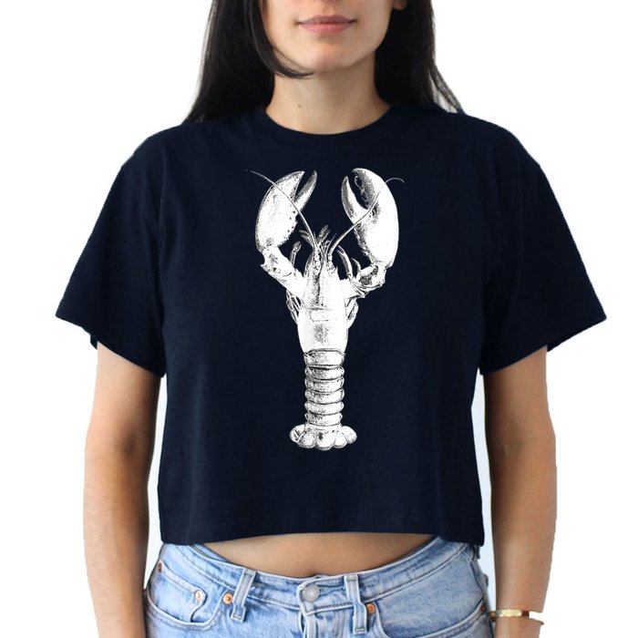Large Maine Lobster in White Tee Crop Top