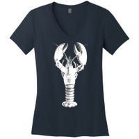 Large Maine Lobster in White Tee Women's V-Neck T-Shirt