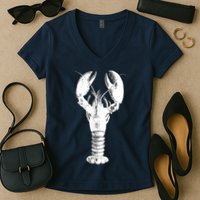 Large Maine Lobster in White Tee Women's V-Neck T-Shirt