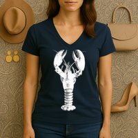 Large Maine Lobster in White Tee Women's V-Neck T-Shirt