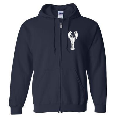 Large Maine Lobster in White Tee Full Zip Hoodie