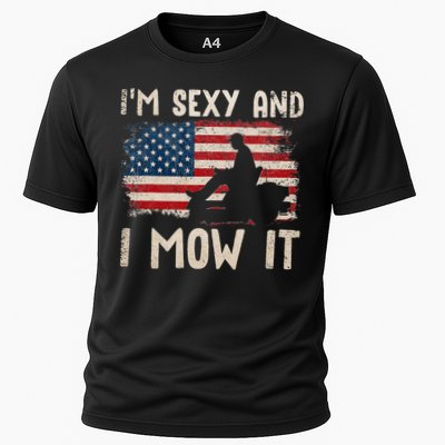 Lawn Mowing Landscaping Im Sexy And I Mow It Flag Cooling Performance Crew T-Shirt
